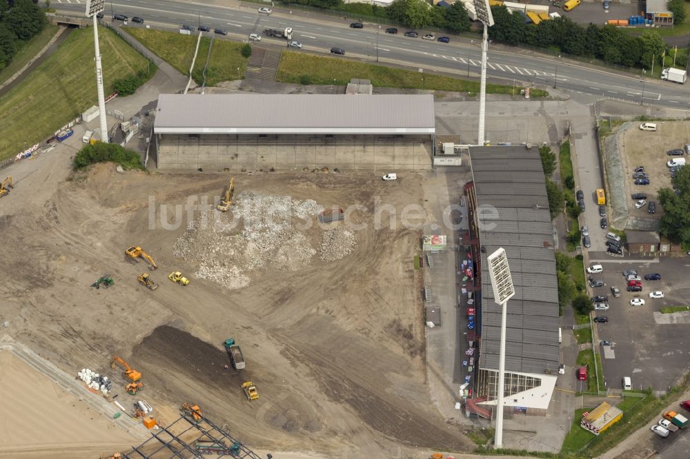 Luftaufnahme Essen - Fußballstadionneubau am Georg-Melches-Stadion in Essen, Nordrhein-Westfalen