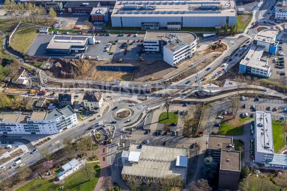 Witten von oben - Fußgänger- und Radbrücke Rheinischer Esel in Witten im Bundesland Nordrhein-Westfalen, Deutschland