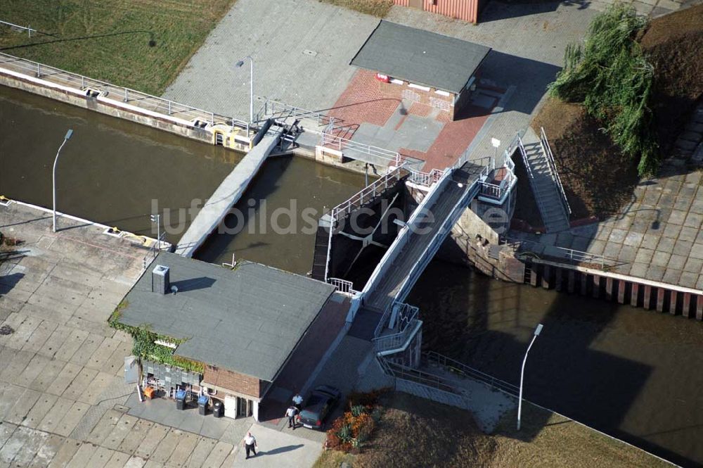 Luftaufnahme Wusterwitz - Fußgängerbrücke Wusterwitz