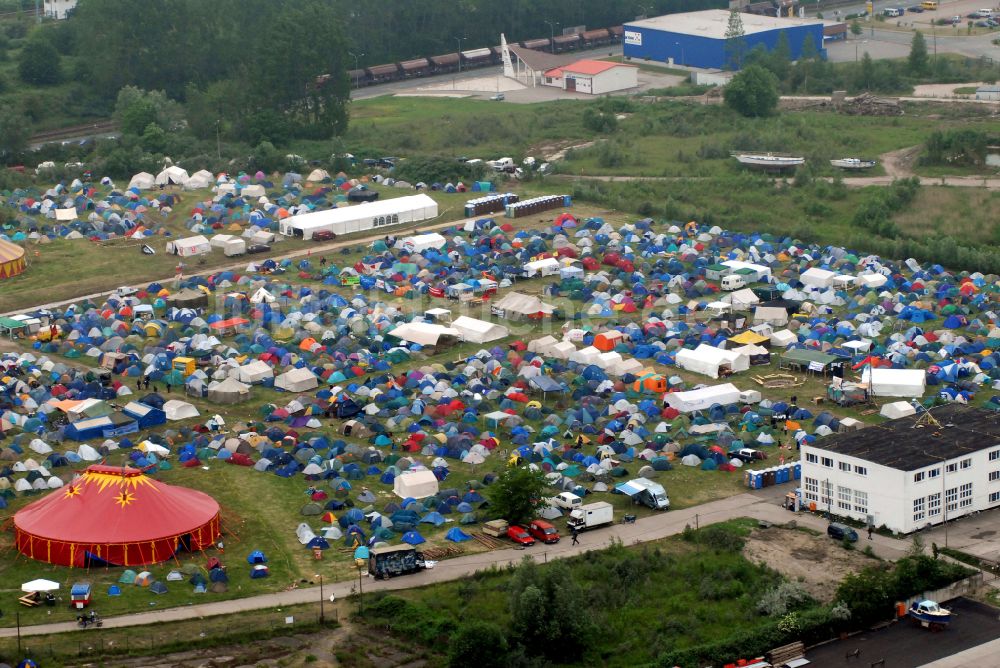 Rostock von oben - G8 - Camp in Rostock im Bundesland Mecklenburg-Vorpommern, Deutschland