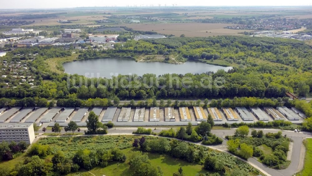 Halle (Saale) OT Neustadt aus der Vogelperspektive: Garagenkomplex in Halle ( Saale ) im Bundesland Sachsen-Anhalt