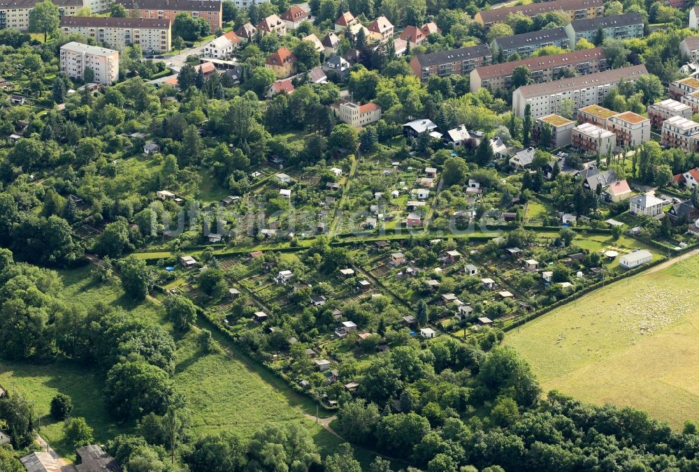 Luftaufnahme Weimar - Gartenanlage am Kirschbachtal in Weimar im Bundesland Thüringen