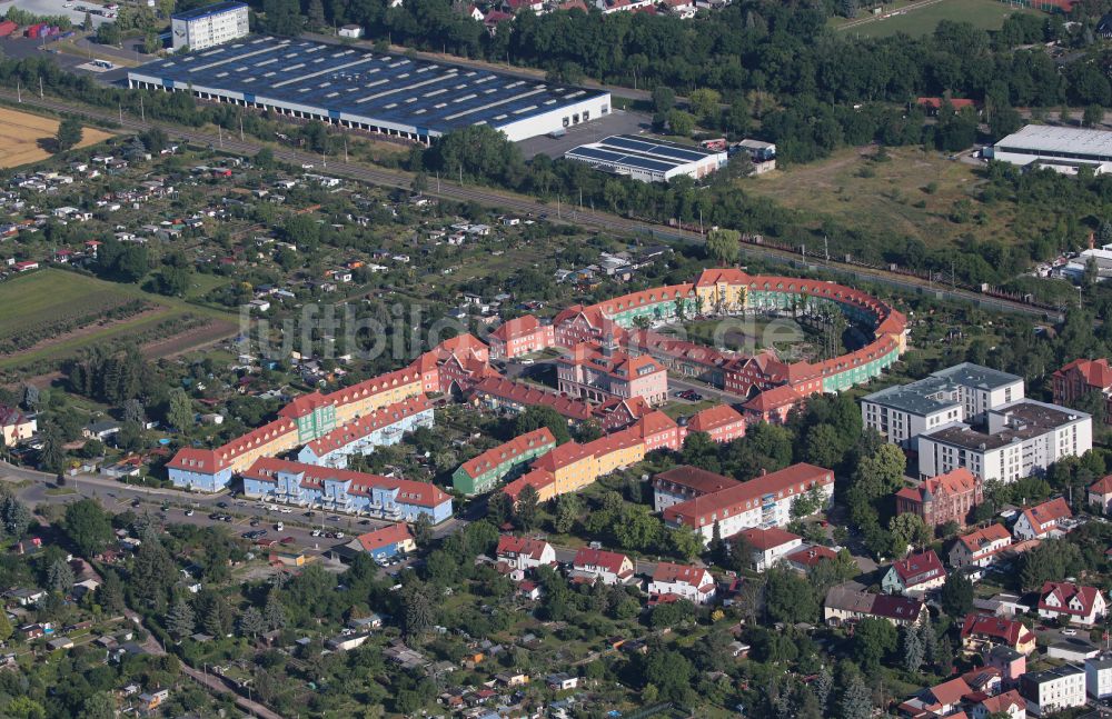 Gotha aus der Vogelperspektive: Gartenstadt- Siedlung Am schmalen Rain in Gotha im Bundesland Thüringen, Deutschland