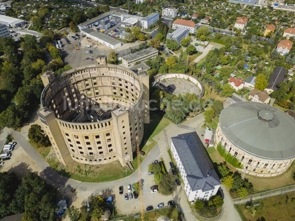 Luftaufnahme Dresden - Gasometer- Hoch- Speicherbehälter in Dresden im Bundesland Sachsen, Deutschland