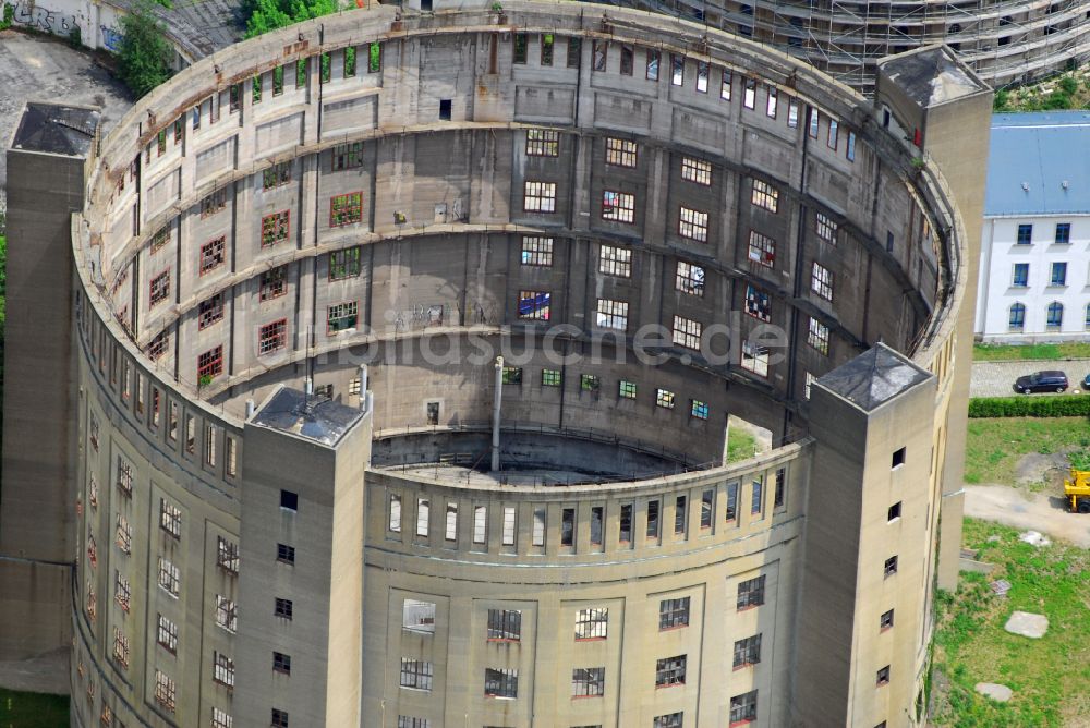 Luftaufnahme Dresden - Gasometer- Hoch- Speicherbehälter in Dresden im Bundesland Sachsen, Deutschland