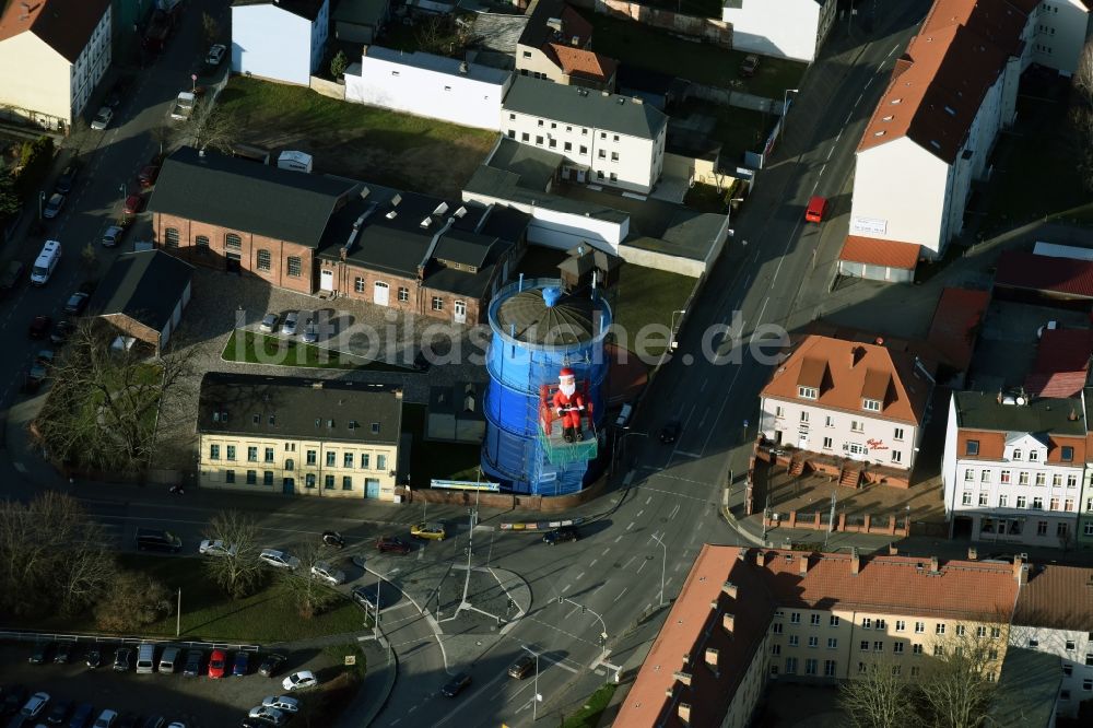 Luftaufnahme Bernau - Gasometer- Hoch- Speicherbehälter an der Heinersdorfer Straße in Bernau im Bundesland Brandenburg