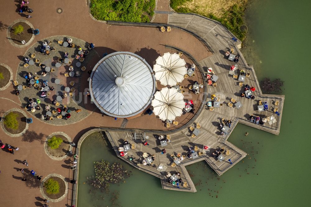 Luftaufnahme Hagen - Gastronomie in der Freiluftgaststätte am Teich im MaxiPark in Hamm im Bundesland Nordrhein-Westfalen NRW