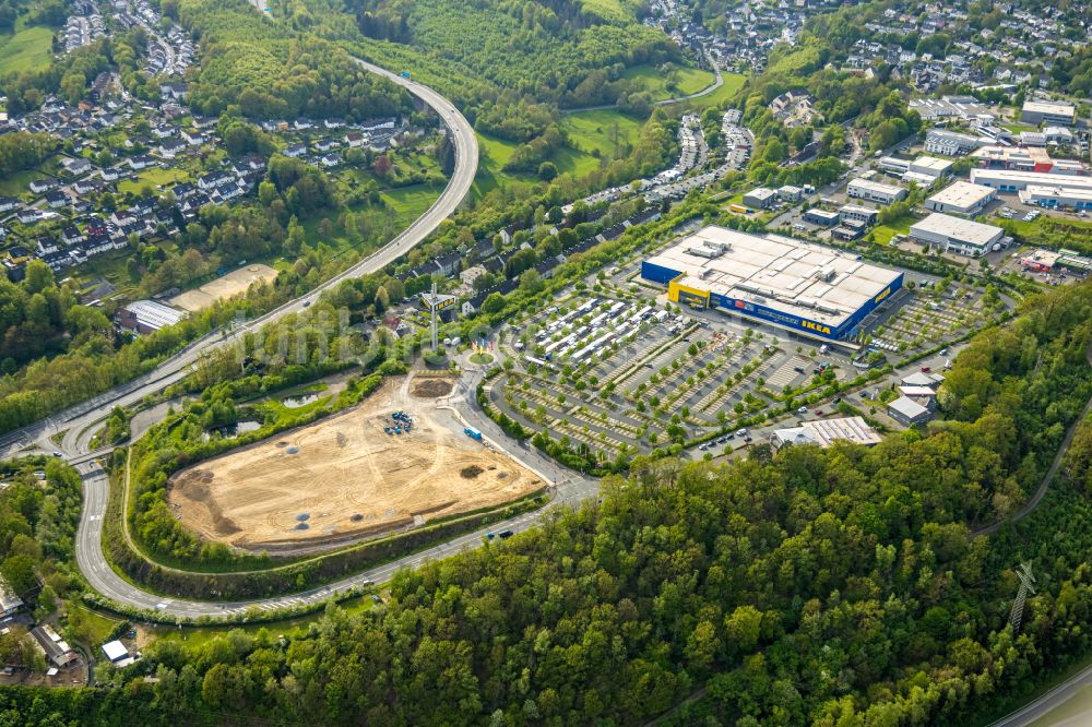 Luftbild Siegen - Gebaude des IKEA -Möbelhaus in Siegen im Bundesland Nordrhein-Westfalen