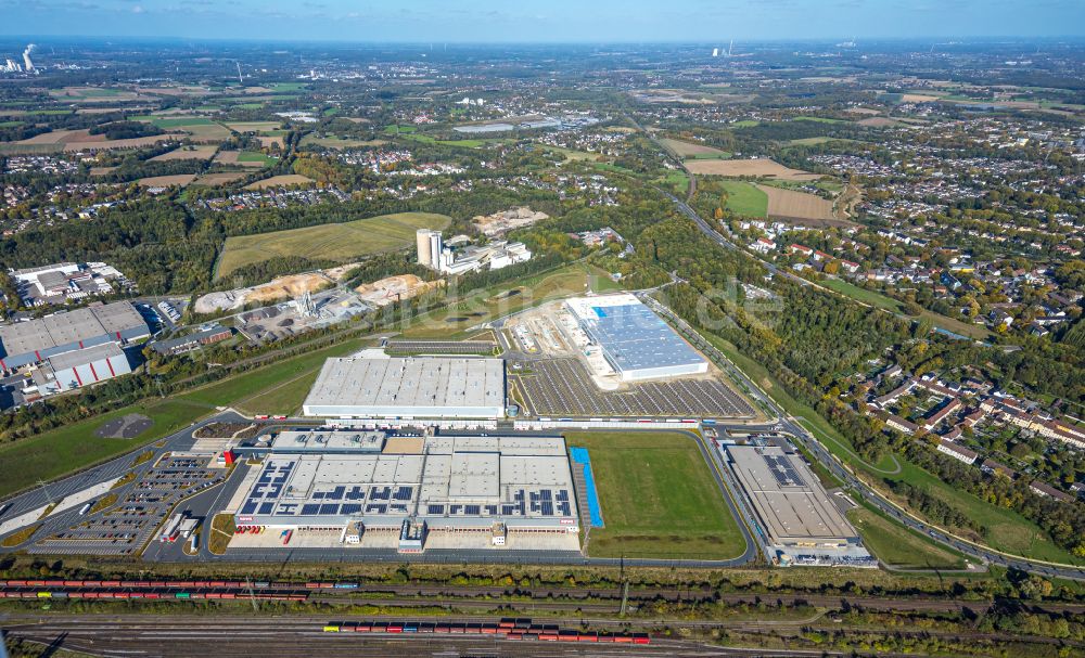 Luftaufnahme Dortmund - Gebaudekomplex und Logistikzentrum auf dem Gelande REWE in Dortmund im Bundesland Nordrhein-Westfalen, Deutschland