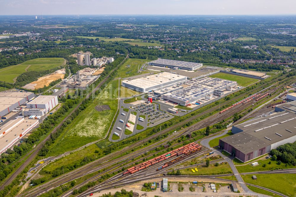 Luftaufnahme Dortmund - Gebaudekomplex und Logistikzentrum auf dem Gelande REWE in Dortmund im Bundesland Nordrhein-Westfalen, Deutschland