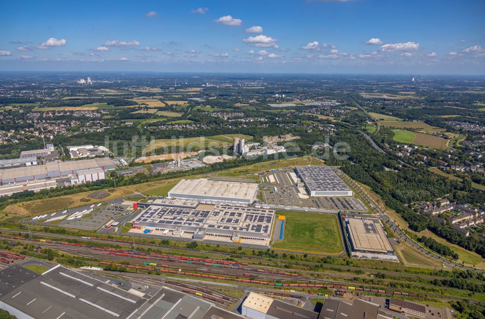 Dortmund von oben - Gebaudekomplex und Logistikzentrum auf dem Gelande REWE in Dortmund im Bundesland Nordrhein-Westfalen, Deutschland