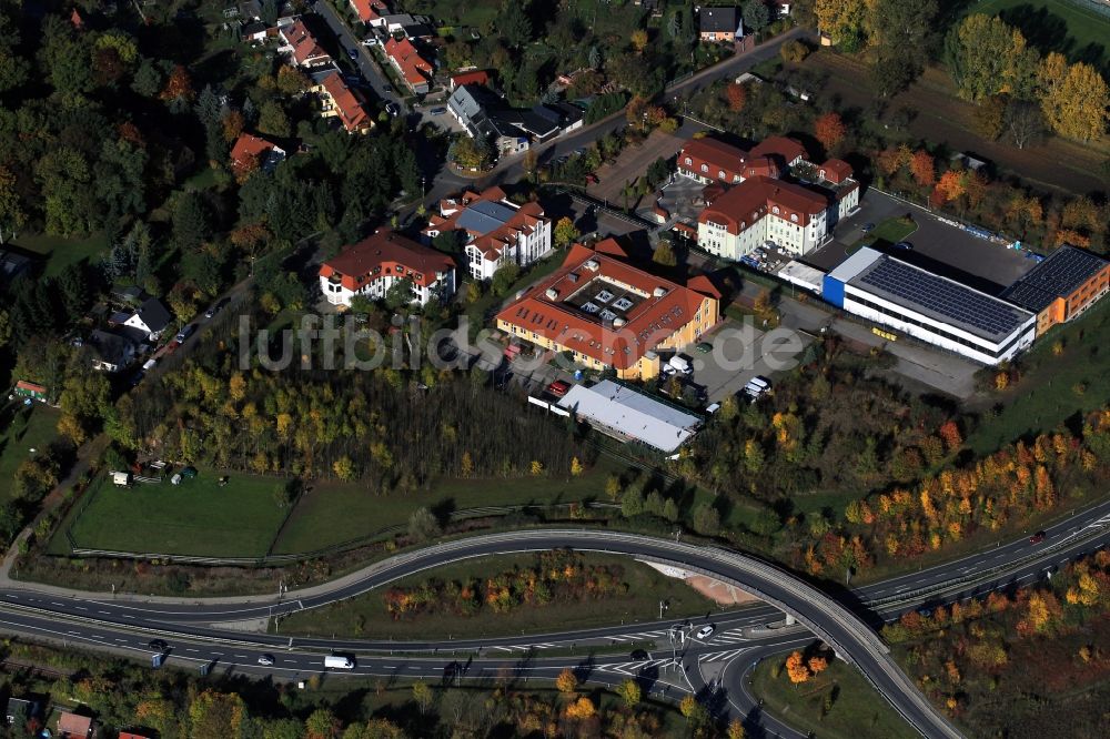 Weimar aus der Vogelperspektive: Gebiet um die Nonnenwiese an der Auffahrt Erfurter Straße bei Tröbsdorf in Weimar in Thüringen