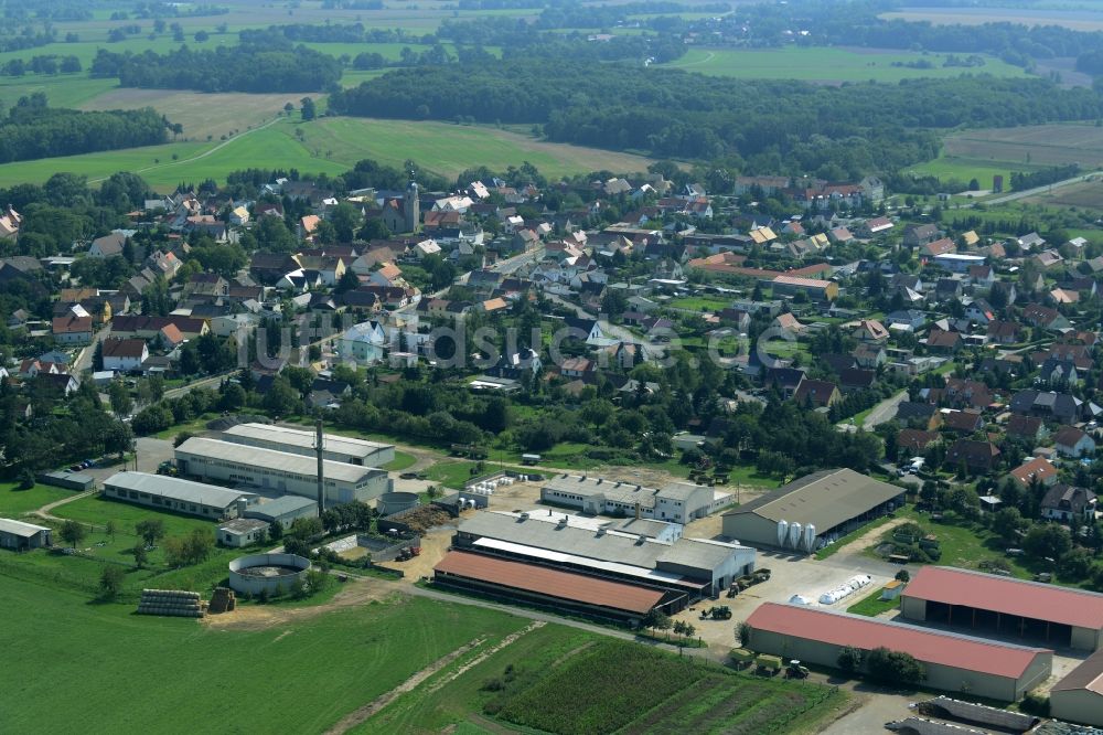 Luftbild Zschepplin - Gebäude eines Bauernhofes und landwirtschaftlichen Betriebes am Rand von Zschepplin im Bundesland Sachsen