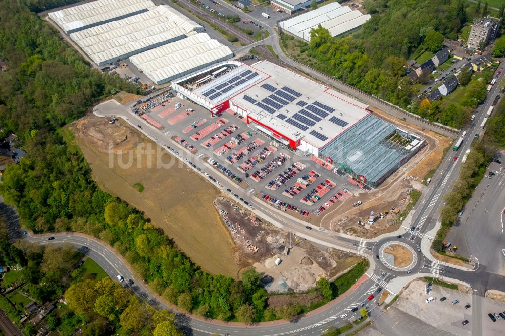 Luftbild Bochum - Gebäude des Baumarktes der Hagebaumarkt Ziesak an der Hauptstraße in Bochum im Bundesland Nordrhein-Westfalen