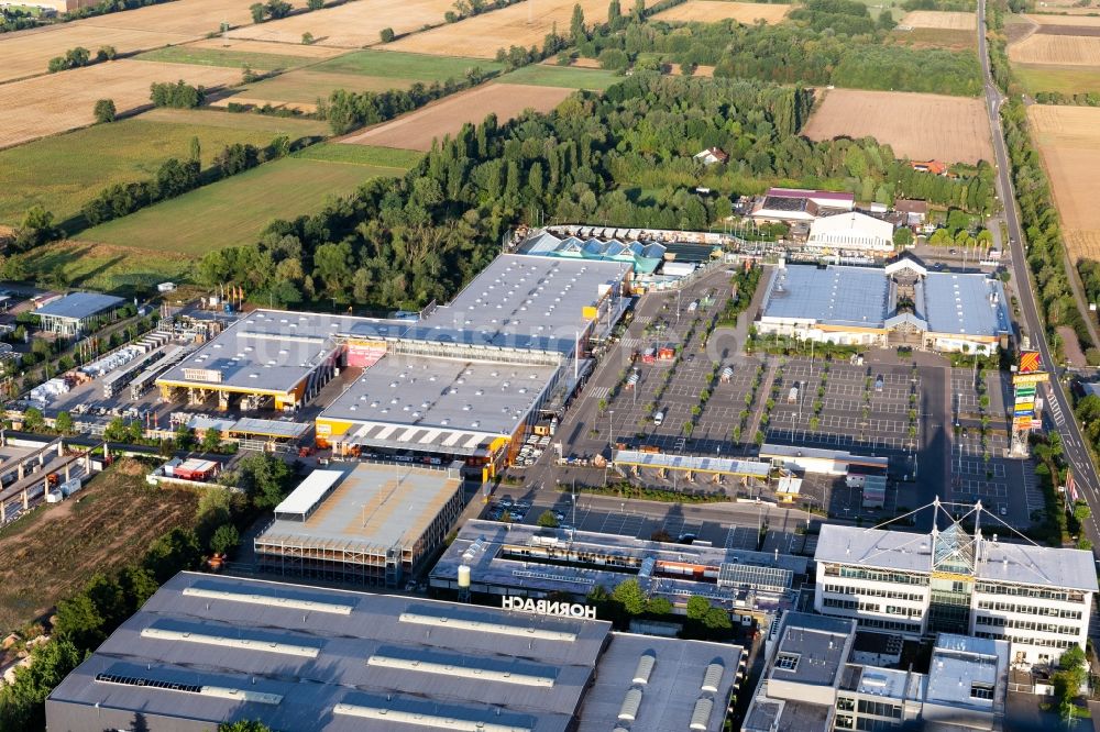 Luftbild Bornheim - Gebäude des Baumarktes HORNBACH Bornheim im Ortsteil Industriegebiet Bornheim in Bornheim im Bundesland Rheinland-Pfalz, Deutschland