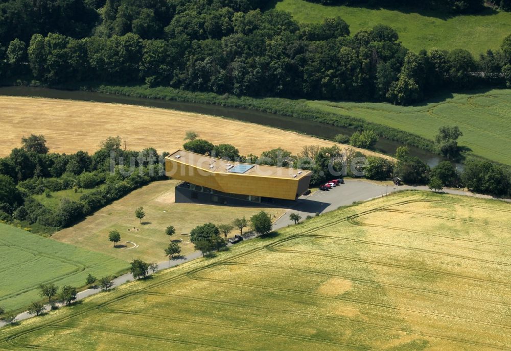 Luftbild Nebra (Unstrut) - Gebäude des Besucherzentrums Arche - Himmelsscheibe von Nebra in Nebra (Unstrut) im Bundesland Sachsen-Anhalt