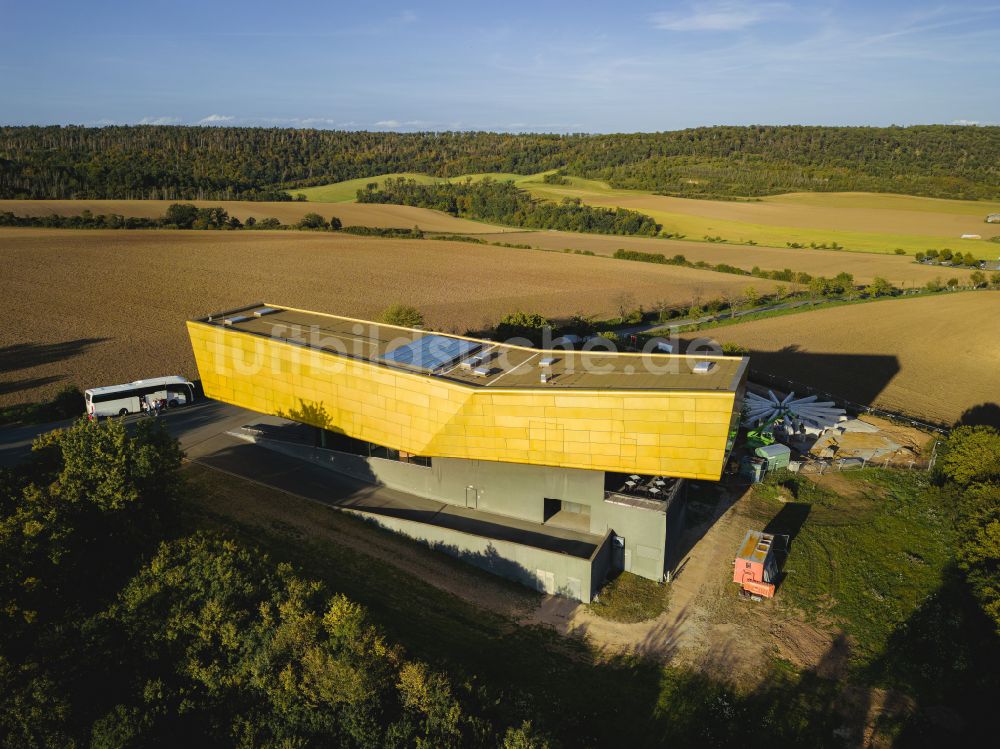 Nebra (Unstrut) aus der Vogelperspektive: Gebäude des Besucherzentrums Arche - Himmelsscheibe von Nebra in Nebra (Unstrut) im Bundesland Sachsen-Anhalt