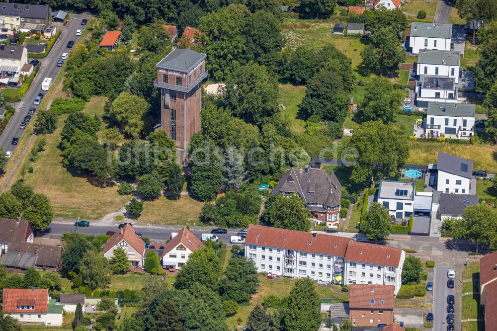 Luftaufnahme Castrop-Rauxel - Gebäude des Besucherzentrums des Hammerkopfturm Erin Schacht 3 in Castrop-Rauxel im Bundesland Nordrhein-Westfalen, Deutschland