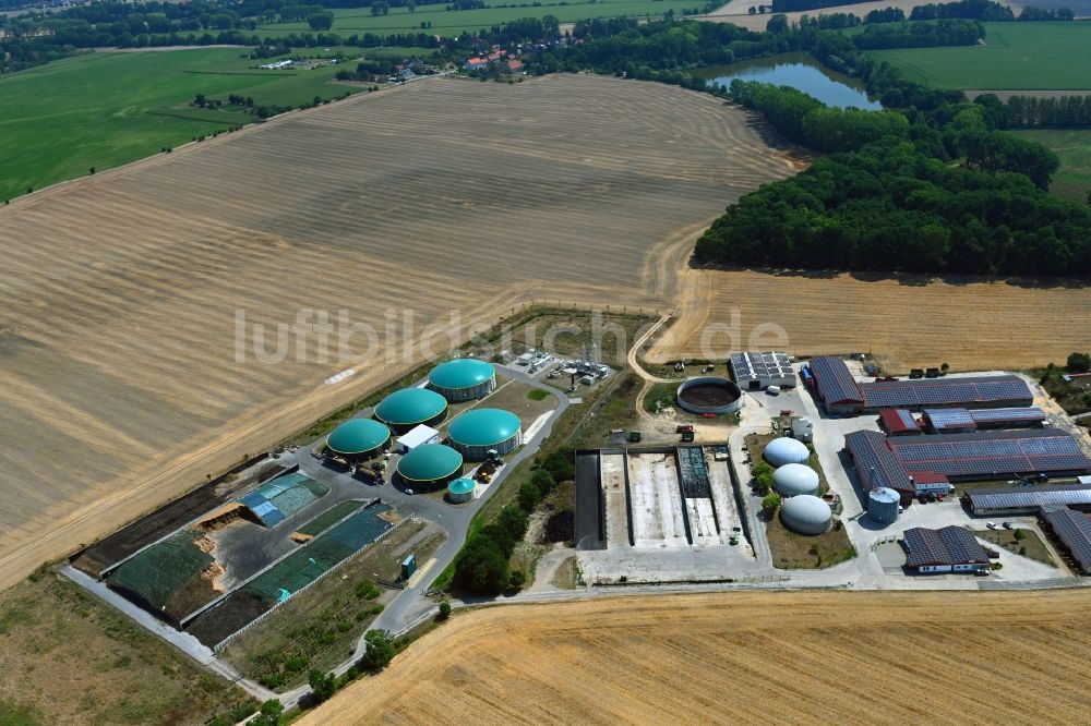 Naundorf aus der Vogelperspektive: Gebäude, Biogasanlage und Parkanlagen des Gutshauses und Herrenhauses in Naundorf im Bundesland Sachsen, Deutschland