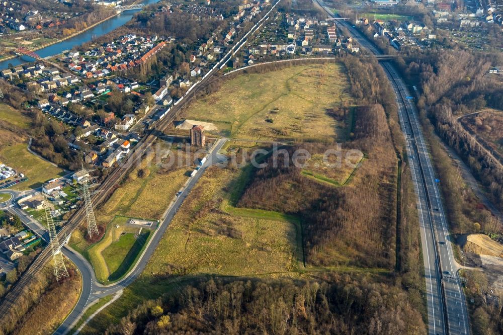 Herne aus der Vogelperspektive: Gebäude des ehemaligen Zechegeländes Am Malakowturm in Herne im Bundesland Nordrhein-Westfalen, Deutschland