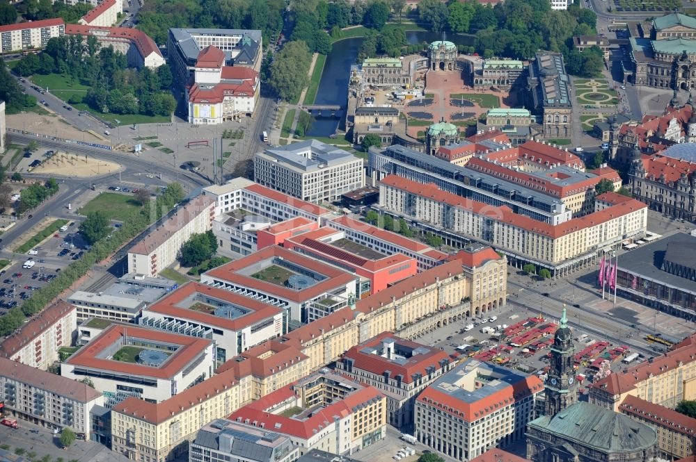 Luftaufnahme Dresden - Gebäude des Einkaufszentrum Altmarkt Galerie der ECE Projektmanagement GmbH in Dresden im Bundesland Sachsen