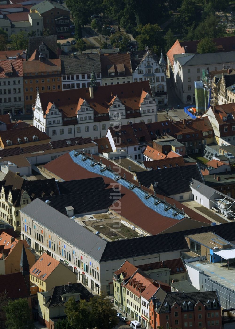 Lutherstadt Wittenberg aus der Vogelperspektive: Gebäude des Einkaufszentrum ARSENAL - Einkaufszentrum in Lutherstadt Wittenberg im Bundesland Sachsen-Anhalt