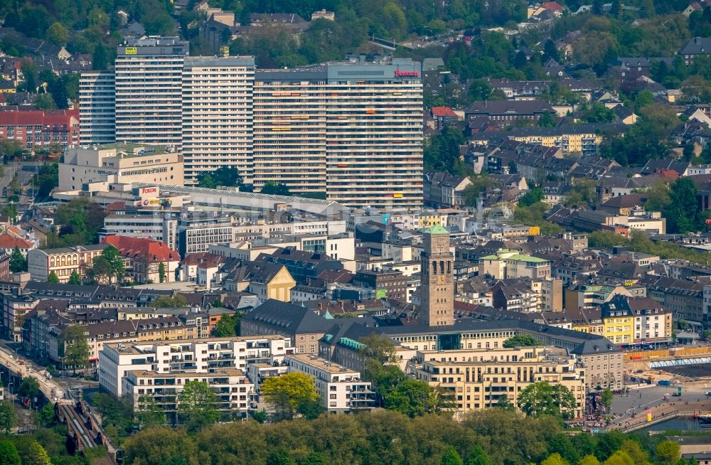 Mülheim an der Ruhr von oben - Gebäude des Einkaufszentrum Forum City Mülheim am Hans-Böckler-Platz in Mülheim an der Ruhr im Bundesland Nordrhein-Westfalen, Deutschland