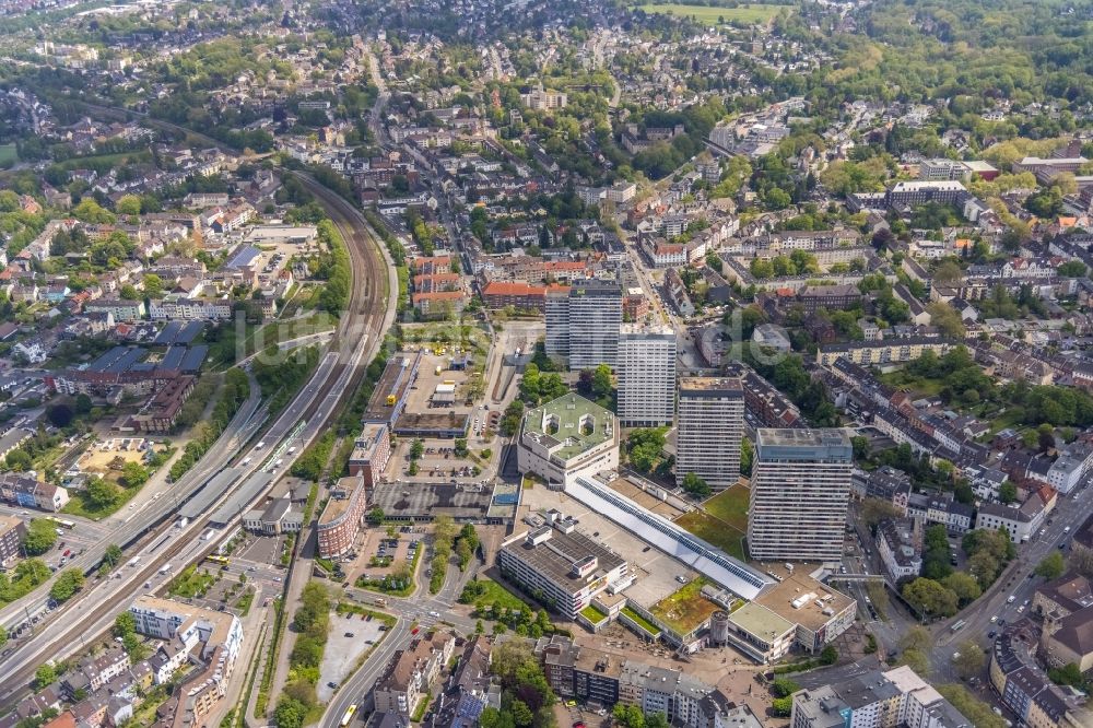 Luftbild Mülheim an der Ruhr - Gebäude des Einkaufszentrum Forum City Mülheim am Hans-Böckler-Platz in Mülheim an der Ruhr im Bundesland Nordrhein-Westfalen, Deutschland