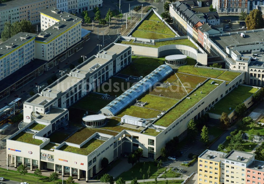 Luftaufnahme Gera - Gebäude des Einkaufszentrum an der Heinrichstraße in Gera im Bundesland Thüringen, Deutschland