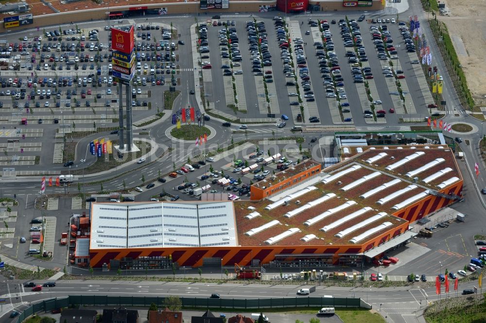 Luftbild Dänischburg, Lübeck - Gebäude des Einkaufszentrum HORNBACH Baumarkt in Dänischburg, Lübeck im Bundesland Schleswig-Holstein