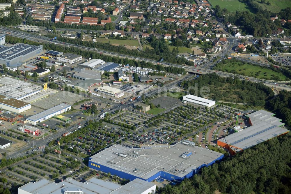 Luftaufnahme Braunschweig - Gebäude des Einkaufszentrum IKEA Einrichtungshaus in Braunschweig im Bundesland Niedersachsen