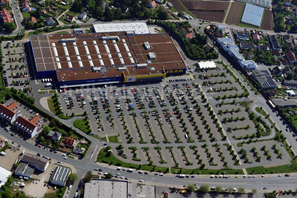 Luftbild Fürth - Gebäude des Einkaufszentrum IKEA Einrichtungshaus in Fürth im Bundesland Bayern