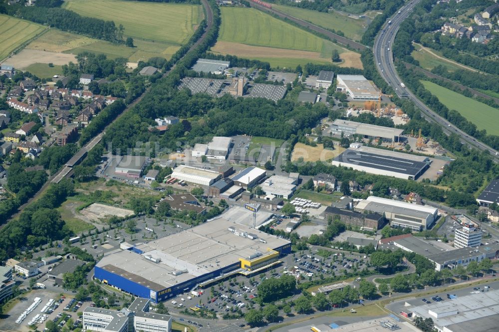 Dortmund aus der Vogelperspektive: Gebäude des Einkaufszentrum IKEA Einrichtungshaus und Möbelmarktes in Dortmund im Bundesland Nordrhein-Westfalen