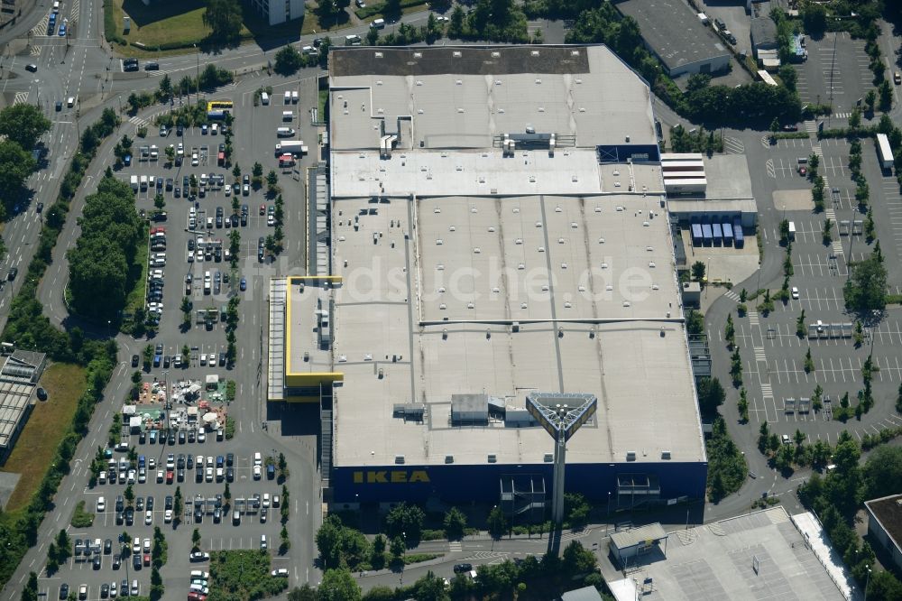 Dortmund von oben - Gebäude des Einkaufszentrum IKEA Einrichtungshaus und Möbelmarktes in Dortmund im Bundesland Nordrhein-Westfalen