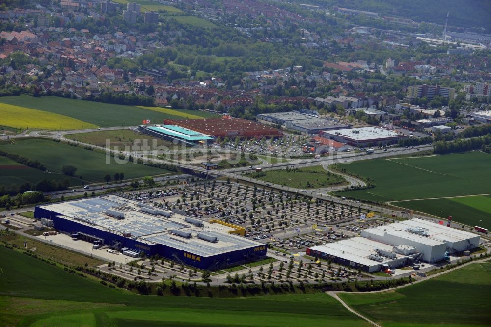 Luftaufnahme Würzburg - Gebäude des Einkaufszentrum IKEA Einrichtungshaus Würzburg im Bundesland Bayern