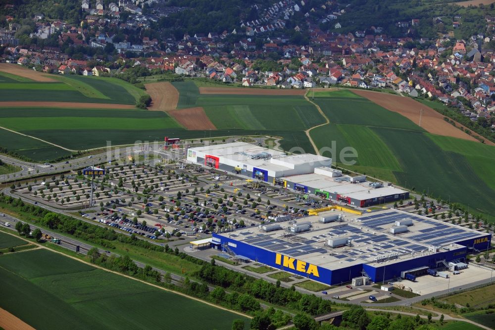 Würzburg aus der Vogelperspektive: Gebäude des Einkaufszentrum IKEA Einrichtungshaus Würzburg im Bundesland Bayern