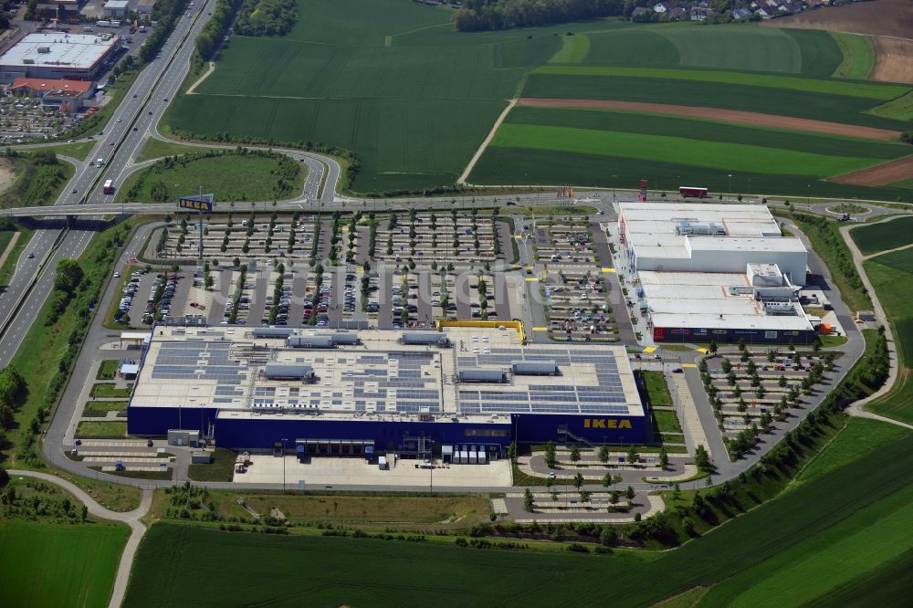 Luftaufnahme Würzburg - Gebäude des Einkaufszentrum IKEA Einrichtungshaus Würzburg im Bundesland Bayern