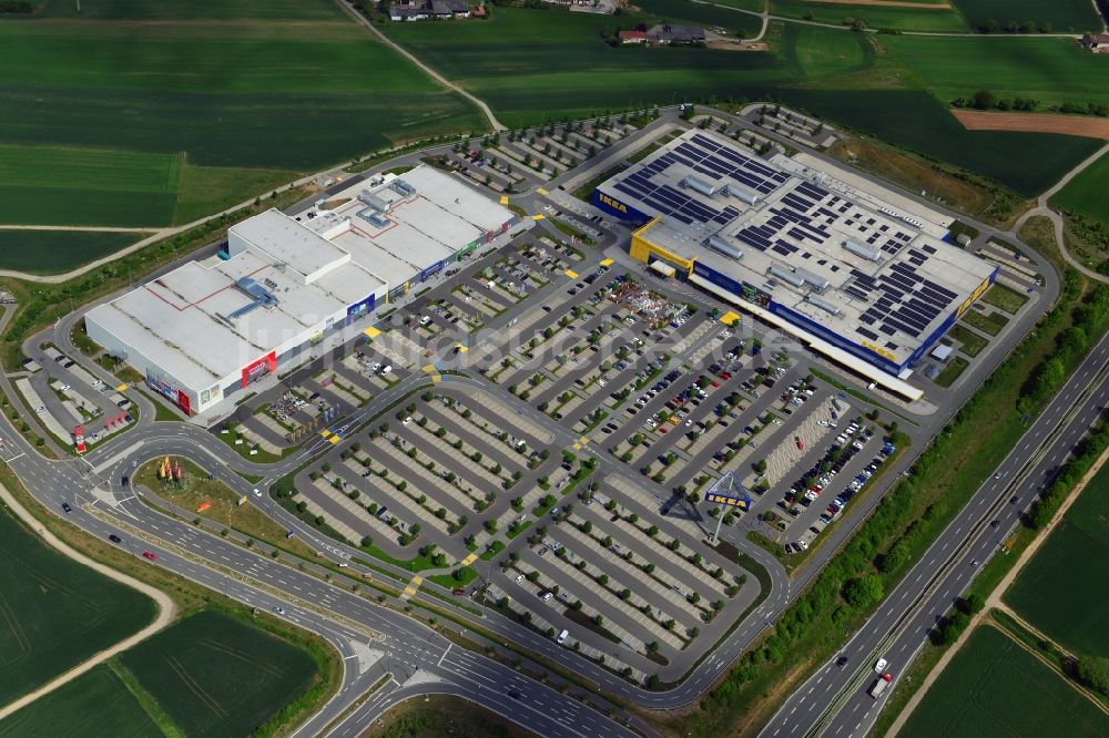 Luftbild Würzburg - Gebäude des Einkaufszentrum IKEA Einrichtungshaus Würzburg im Bundesland Bayern