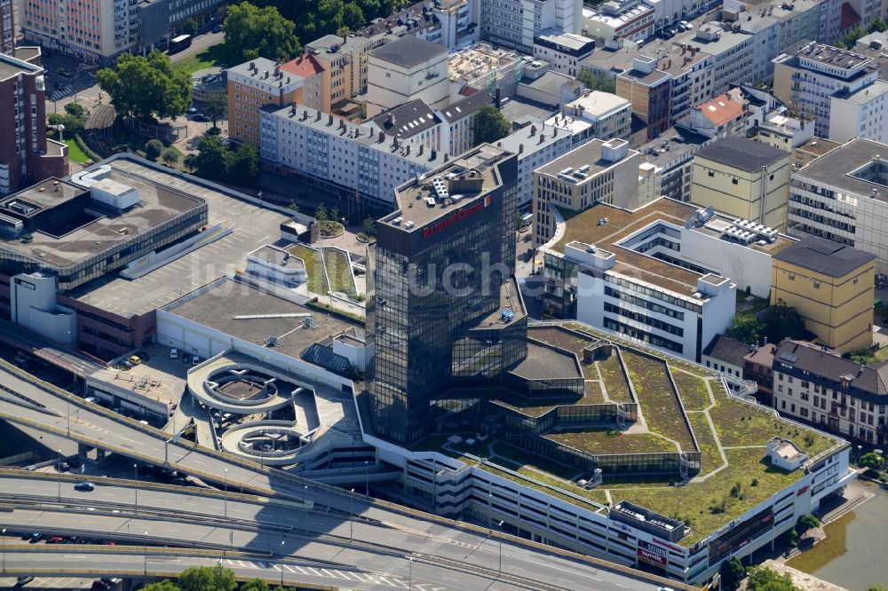 Ludwigshafen am Rhein aus der Vogelperspektive: Gebäude des Einkaufszentrum Rathaus-Center Ludwigshafen in Ludwigshafen am Rhein im Bundesland Rheinland-Pfalz