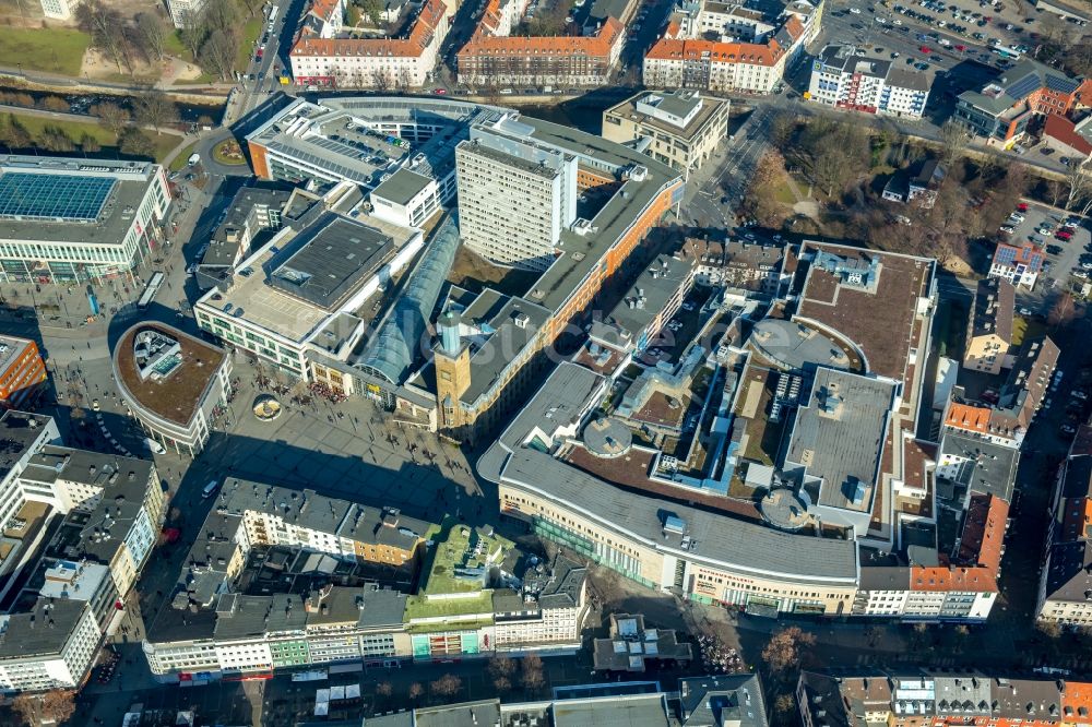 Luftaufnahme Hagen - Gebäude des Einkaufszentrum RATHAUS GALERIE HAGEN Mittelstraße im Ortsteil Hagen-Mitte in Hagen im Bundesland Nordrhein-Westfalen