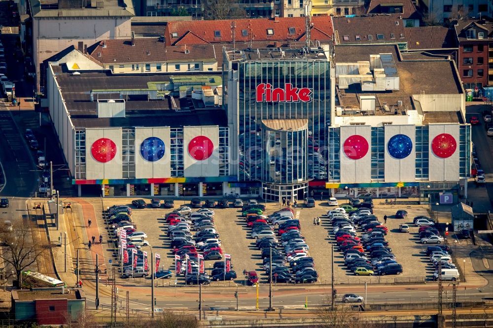 Luftaufnahme Oberhausen - Gebäude des Einrichtungshaus - Möbelhaus- Filiale der Finke Unternehmensgruppe in Oberhausen im Bundesland Nordrhein-Westfalen