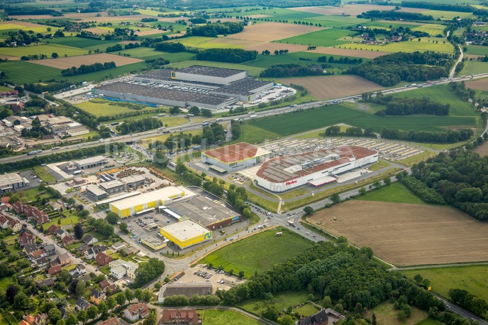 Hamm aus der Vogelperspektive: Gebäude des Einrichtungshaus - Möbelmarkt finke Das Erlebnis-Einrichten Hamm in Hamm im Bundesland Nordrhein-Westfalen, Deutschland