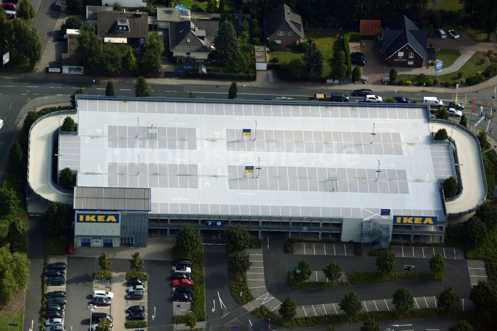 Luftaufnahme Burgwedel - Gebäude des Einrichtungshaus - Möbelmarkt des IKEA Einrichtungshaus Hannover-Großburgwedel in Burgwedel im Bundesland Niedersachsen