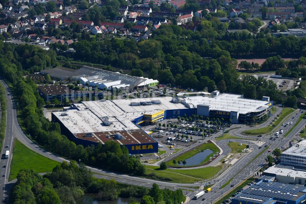 Luftaufnahme Bielefeld - Gebäude des Einrichtungshaus - Möbelmarkt der IKEA furniture and interior Bielefeld am Südring im Ortsteil Brackwede in Bielefeld im Bundesland Nordrhein-Westfalen, Deutschland