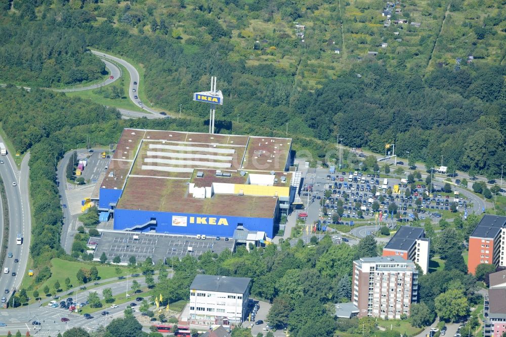 Kiel von oben - Gebäude des Einrichtungshaus - Möbelmarkt IKEA in Kiel im Bundesland Schleswig-Holstein