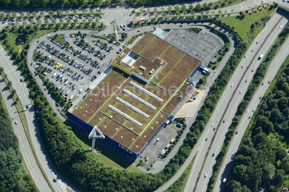 Kiel von oben - Gebäude des Einrichtungshaus - Möbelmarkt IKEA in Kiel im Bundesland Schleswig-Holstein