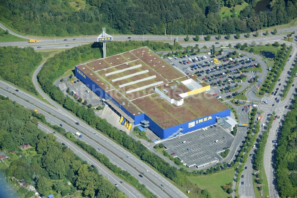 Luftbild Kiel - Gebäude des Einrichtungshaus - Möbelmarkt IKEA in Kiel im Bundesland Schleswig-Holstein