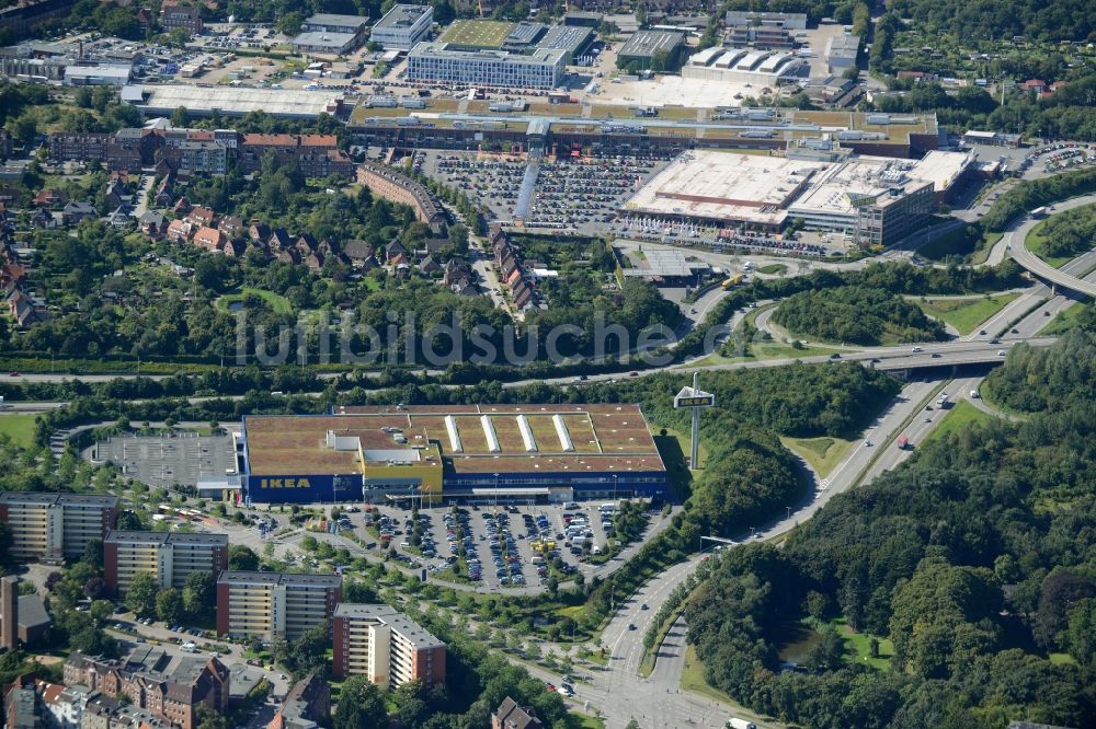 Luftbild Kiel - Gebäude des Einrichtungshaus - Möbelmarkt IKEA in Kiel im Bundesland Schleswig-Holstein