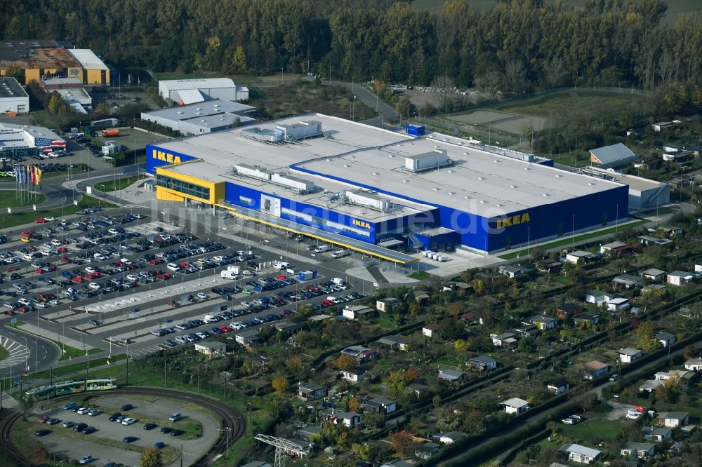 Luftbild Magdeburg - Gebäude des Einrichtungshaus - Möbelmarkt der IKEA Magdeburg an der Ebendorfer Chaussee im Ortsteil Kannenstieg in Magdeburg im Bundesland Sachsen-Anhalt, Deutschland