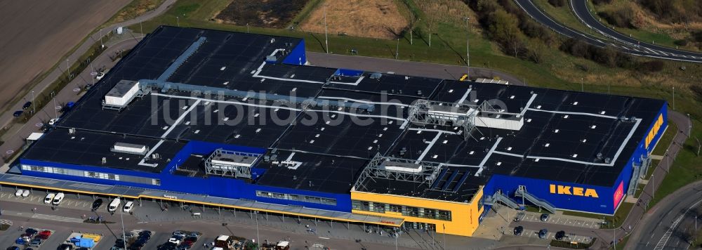 Luftbild Günthersdorf - Gebäude des Einrichtungshaus - Möbelmarkt der IKEA Möbel & Einrichtungshaus Nordpark in Günthersdorf im Bundesland Sachsen-Anhalt